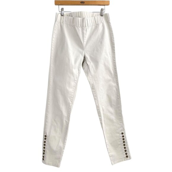 Soft Surroundings Ivory Metro Leggings Pants Womens Size Small Buttons Pull-On - Picture 1 of 10